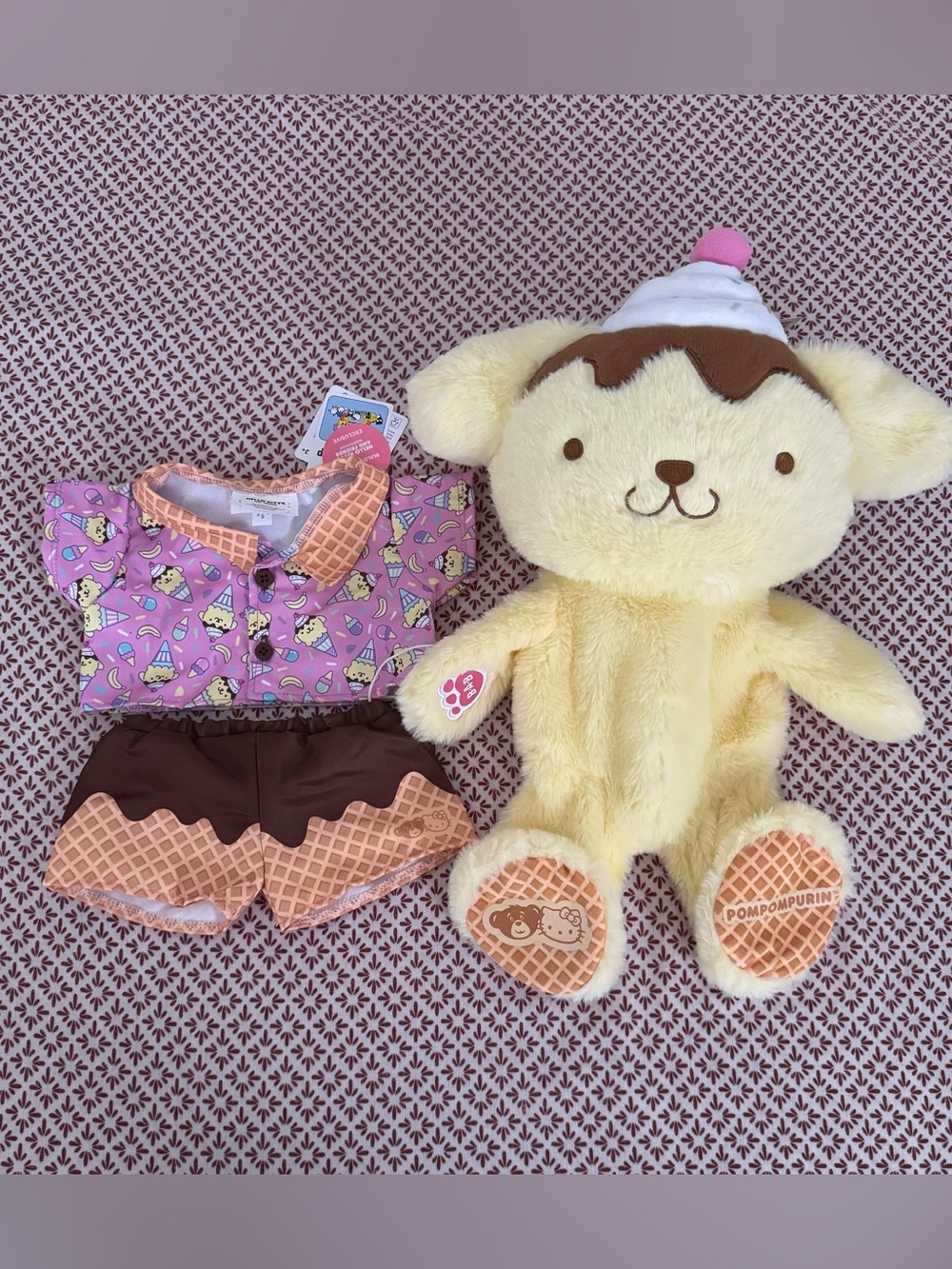 Hello Kitty Build A Bear Banana split Pompompurin LA Exclusive Bab Sanrio New